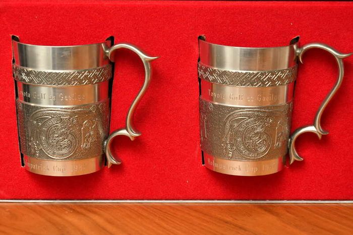 Vintage Pair of Mullingar Pewter Celtic Kells Tankards 10oz Toyota Golf Cup 1987 (Set of 2)