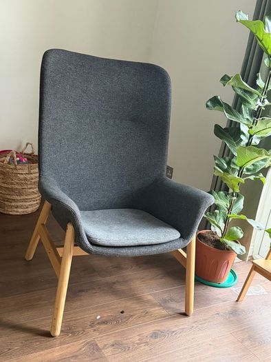 VEDBO High-back armchair, Gunnared dark grey