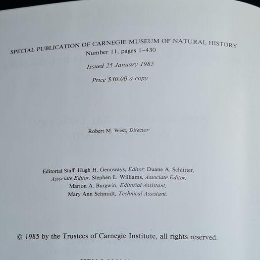 The Species Of Special Concern In Pennsylvania.  Edited By Hugh H. Genoways. This Is A Special Publication  Of Carnegie Museum Of Natural  History LARGE VOLUME BOOK.