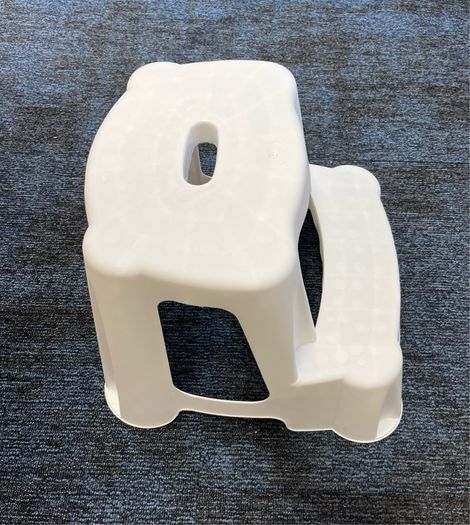2 Step White Plastic Stool