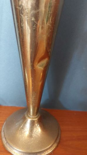 A Fabulous Pair of Rare Antique/Vintage Brass Arts & Crafts Style "Calla Lily" or "Trumpet" Vases with Hand-Beaten Repousse Finish  - Priced as a Pair, But Can be Sold Separately