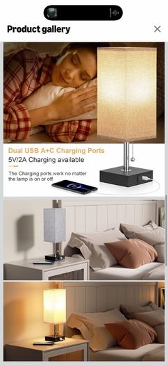 Aooshine Bedside Table Lamp