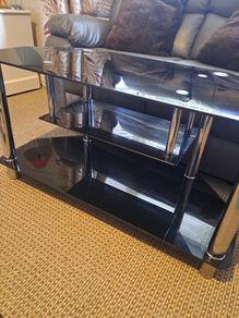 Black Glass and Chrome TV Unit