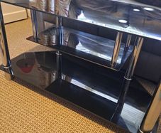 Black Glass and Chrome TV Unit