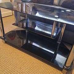 Black Glass and Chrome TV Unit