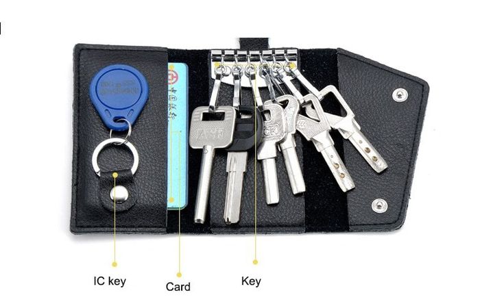 Leather Keychain Car Key Case Bag for Keys Organizer Money Card Holder Pouch