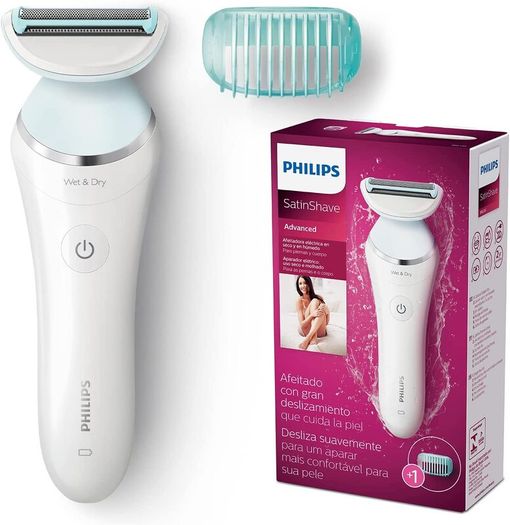 Philips SatinShave Advanced Wet and Dry Rechargeable Lady Shaver, Cordless Electric Razor with Bikini Attachment,