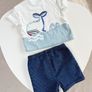 Next Blue Nautical Scene Top and Shorts Baby Set 6-9 Months Image 5