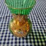 Vintage Bohemian Glass Czech Green Gold Vase Image 2