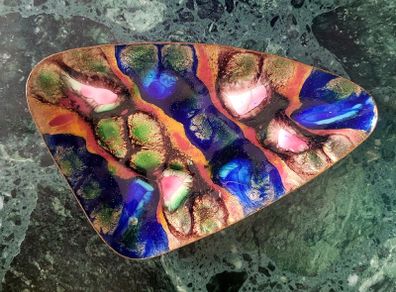 Mid-century enamel on copper Pin tray/Ring dish