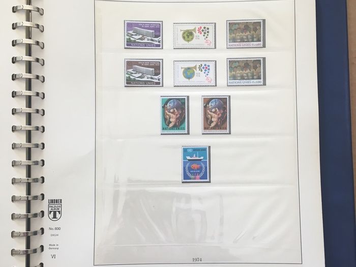 1951-1980s United Nations Stamp Collection Mint Never Hinged (MNH) in Lindner Pages housed in album (60 images showing contents)