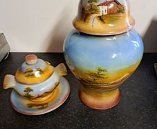 Urn and bowl with chinese motifs