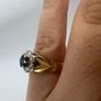 Antique 18ct Gold Diamond and Sapphire Ring Custom Crown Design - 6 Diamond cluster and Large Dark Blue Rare Sapphire - Beautiful Crown Design Image 6