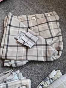 Check curtians and double duvet