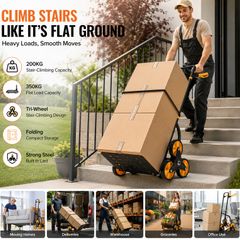 Heavy Duty Stair Climbing Cart 200kg Folding Hand Truck with 6 Wheels