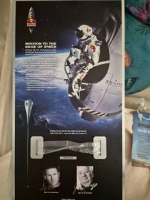 Felix Baumgartner Red Bull Stratos Spave Jump - piece of balloon, damaged, mounted on metal
