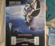 Felix Baumgartner Red Bull Stratos Spave Jump - piece of balloon, damaged, mounted on metal