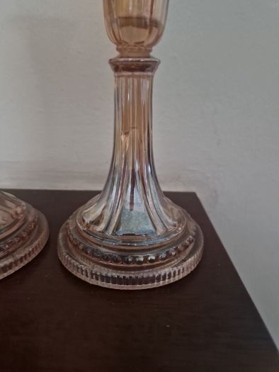 carnival glass candleholders