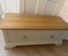 Solid Light Grey Blanket Box with Oak Lid