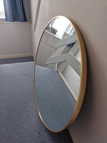Mirror large round gold rimmed