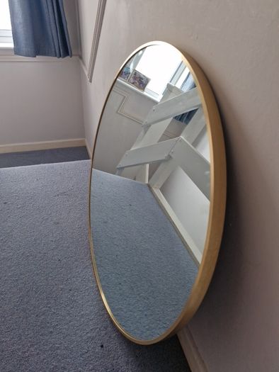 Mirror large round gold rimmed