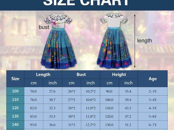 Mirabel Costume Children's Princess Dresses Halloween costume  6-7years