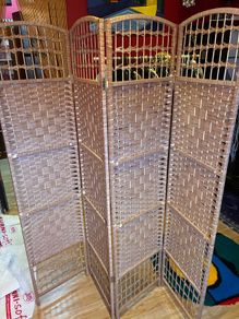 Large 4 Panel Woven Wicker Style Folding Room Divider Screen