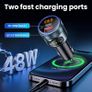 Car FM Transmitter Bluetooth 5.3 Adapter,Wireless Radio Transmitter for Car, PD 30W QC3.0 18W Fast Charging, Hands-Free,Bass Boost,LED Display,USB Flash Play,All Metal,12V/24V Image 2