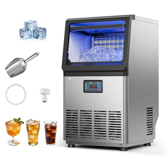 Commercial Ice Maker Machine 36 kg/24h with 6 kg Storage Capacity, Countertop/Freestanding/Under Counter