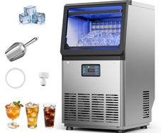 Commercial Ice Maker Machine 36 kg/24h with 6 kg Storage Capacity, Countertop/Freestanding/Under Counter