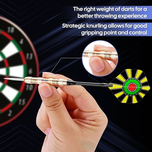 FREE SHIPPING | 18 Pack Steel Tip Darts, Premium Aluminum Shafts Professional Metal Darts Set, Darts Set for Beginner or Professional with 6 Style PET Flights and Dart Sharpener