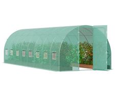 Walk-in Tunnel Greenhouse 27.38x9.5x7.38ft Galvanized Frame PE Cover Green