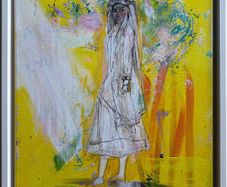 Framed Original Painting Eclectic Art Dublin Wedding Dress Art Bridal Original Art - Fashion Art - Couture Bride - Irish Figurative Art
