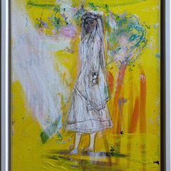 Framed Original Painting Eclectic Art Dublin Wedding Dress Art Bridal Original Art - Fashion Art - Couture Bride - Irish Figurative Art