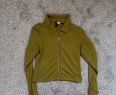 Khaki green fitted zip up long sleeve