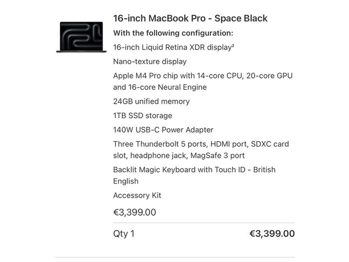 MacBook Pro 16 Inch M4 Pro 24GB 1TB Space Black