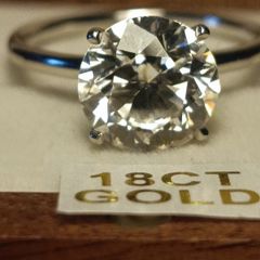 18ct White Gold 3 ct Lab Diamond Solitaire Ring