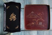 Vintage pair of japanese laquerware trays