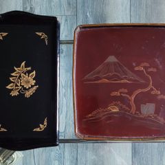 Vintage pair of japanese laquerware trays