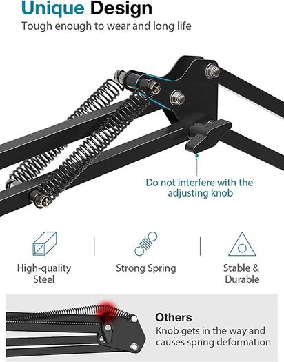 Microphone Stand Mic Arm Micro Boom Arm with 3/8" to 5/8" Screw Adapter, Mic Clip Holder, for HyperX QuadCast, Blue Snowball, Blue Snowball ICE, Blue Yeti, Blue Yeti X, Blue Yeti Pro (FREE POSTAGE)