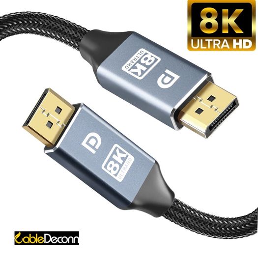 CableDeconn 5M Premium DisplayPort 1.4 UHD/3D 8K (7680x4320@60Hz) 32.4Gbps (Aluminum Alloy/Nylon Braided/Gold Plated) Cable (Brand New/Warranty)