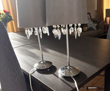 Pair of grey and silver crystal lamps