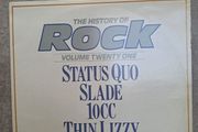 The History of Rock double lp divided up with tracks from thin lizzy , 10cc , slade and status quo