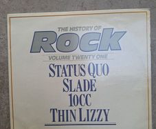 The History of Rock double lp divided up with tracks from thin lizzy , 10cc , slade and status quo
