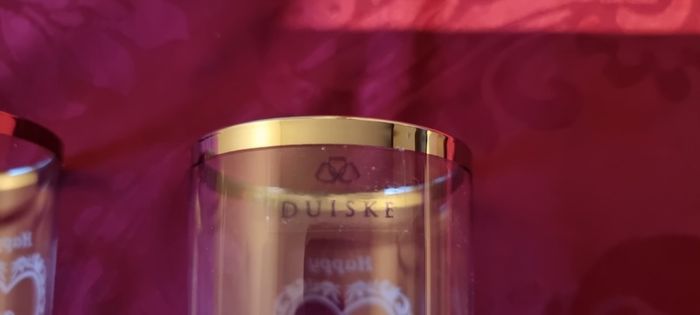 New In Box And Never Used Pair Of Duiske Glass 25th Anniversary Silver Band Flutes