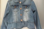 Charanga kids girls denim jacket with ruffles Sz 3-4 EUC