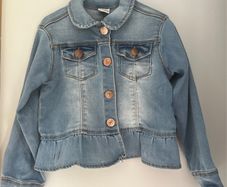 Charanga kids girls denim jacket with ruffles Sz 3-4 EUC