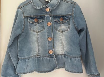 Charanga kids girls denim jacket with ruffles Sz 3-4 EUC