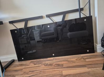 Glass Office Desk, Black ,Free