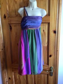 South Ladies Multicoloured Silk one shoulder dress size 12 includes postage